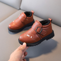 秋冬童鞋男童短靴儿童马丁靴 宝宝棉鞋雪地靴 女童靴子皮棉靴防水 916+1黑色 24码内长15CM