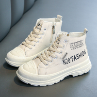 儿童马丁靴女童加绒棉鞋短靴2020秋冬新款单靴中大童皮靴男童鞋子 米白色 26码/约内长17.0cm