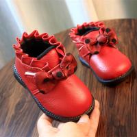 女宝宝公主鞋软底1-3岁加绒短靴婴儿0-2学步鞋子秋冬季保暖棉鞋 (短绒)888红色 15码/内长11.5厘米