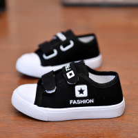 儿童帆布鞋女童鞋子春秋新款休闲鞋男青少年低帮板鞋学生透气单鞋 红来D-8黑色 21