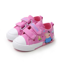 春秋女童透气帆布鞋低帮宝宝布鞋男童软底板鞋百搭1-3-7岁女孩鞋 粉红色 21
