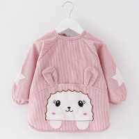 吃饭防水防脏 宝宝罩衣儿童围裙女水晶绒反穿护衣小孩围兜秋冬 水晶条小羊皮红 80(80码 建议0-1岁)