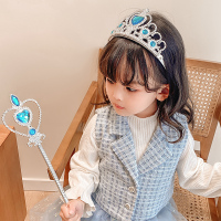 儿童皇冠冰雪奇缘假发辫子公主造型发卡发箍艾莎头饰女童爱莎发饰 9蓝色皇冠魔法棒