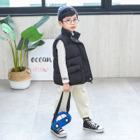 春秋季儿童羽绒棉马甲宝宝加厚加绒女童男童婴儿外穿马夹洋气背心 黑色 100cm