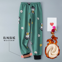 冬季男童保暖裤内穿儿童加绒秋裤睡裤女童打底裤宝宝加厚棉裤大童 绿色猴子(防风脚口) 90cm