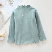 儿童打底衫半高领春秋上衣长袖男女童秋装2021洋气套头衫时尚简约 艾草绿-半高领 100cm(100(适合身高90cm左