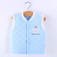 婴儿马甲女宝宝男童幼儿童装小孩春秋冬款保暖马夹棉背心坎肩加厚 [加厚保暖马甲]蓝色 66码/建议0-6个月宝宝穿