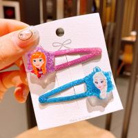 儿童冰雪奇缘蝴蝶结发夹爱莎公主皇冠头饰女童边夹小女孩发卡发饰 A195冰雪BB夹2件套