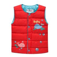新款儿童棉马甲男童轻羽绒棉坎肩女童保暖背心宝宝马夹棉秋冬外穿 红色 100码(适合80-90CM身高)