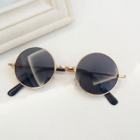 儿童圆框眼镜复古金属小圆形墨镜宝宝可爱男童萌小眼镜太阳镜潮女 圆框眼镜 金框黑片(1-4岁)