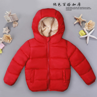 反季冬装儿童装羊羔绒棉衣男童羽绒棉服女童棉袄宝宝加厚外套2--5 红色 90建议75-85cm