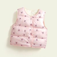 秋冬儿童羽绒棉马甲中小童加厚女童坎肩新款卡通韩版男童背心外穿 小虫粉 110cm
