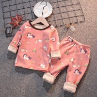 女宝宝保暖内衣秋冬装2020新款儿童男小童加绒加厚秋衣秋裤两件套 彩虹马儿 80cm