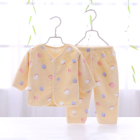 特价婴儿衣服宝宝春秋冬装保暖套装 新生儿法兰绒珊瑚绒套装 两用档黄色圈圈分体 59码适合6-10斤宝宝