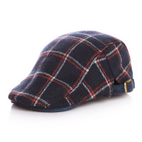 宝宝帽子秋冬季儿童帽子男童贝雷帽鸭舌帽女童帽小孩时尚洋气冬帽 [格子-藏青色] 50码:建议10个月-2岁/适合头围(4