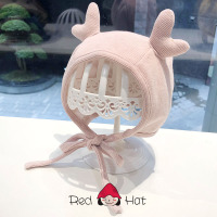 婴儿帽子春秋季可爱超萌男女新生儿秋冬宝宝包头保暖幼儿护耳胎帽 鹿角粉色 (参考0-8个月)帽围47CM 收藏优先发货