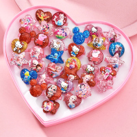 儿童发饰品项链女童公主发饰卡通苏菲亚手链戒指耳钉发夹套装礼盒 灰色 冰雪奇缘36个/盒