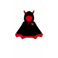 万圣节儿童牛角男女披风吸血鬼小巫婆演出服饰女巫小恶魔蝙蝠斗篷 黑色+糖果包 100cm