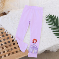 女童打底裤2021春季新款小女孩长裤女宝宝春秋款外穿公主童装裤子 紫色苏菲亚打底裤 100cm