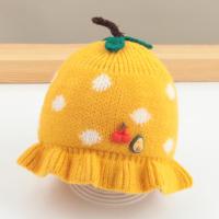 女宝宝帽子秋冬季毛线帽婴儿可爱超萌冬天婴幼儿童公主洋气女童潮 黄色 水果 帽围45-47cm/参考5-20个月 均码