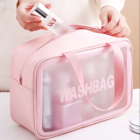 化妆包ins风超火大容量便携男女旅行化妆品收纳袋透明洗漱包防水_黑色小号
