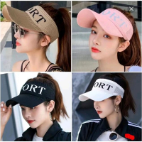 二妮有氧健身操空顶夏季棒球帽(可扎马尾)镂空透气遮阳帽_灰色