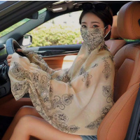 防晒披肩+面纱两件套装_白色