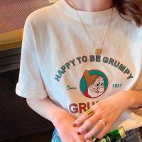 杨张治严选夏季新款韩版白色t恤女短袖宽松体恤百搭套头上衣_白小矮人_M(90-110斤)