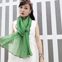 弹力网纱披肩丝巾_西瓜红_200*50