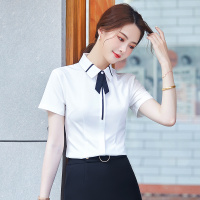 职业装女白衬衫套装空姐航空制服短袖衬衣百搭气质工作服前台工装_2170白色短袖衬衫_6XL(建议160-165斤)