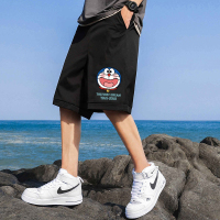 潮流创意卡通~哆啦A梦印花短裤_米白色_XL