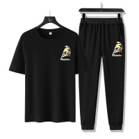 夏季新款金牛标情侣款休闲套装_黑色短裤套装_L(100-120斤)