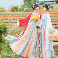 凤台曲原创(如初见)宋制汉服刺绣褙子宋抹一片式齐腰百褶裙_粉色系百褶裙_M