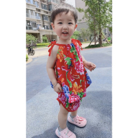 一铭专享土潮东北大花绵绸套装发货拍大一码_红色牡丹吊带(不含头巾)_90cm(可开档)