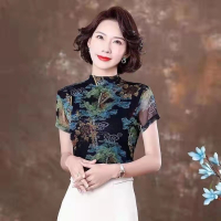 大燕子严选气质减龄双层网纱小衫（L~4XL，85~165斤）_瑞彩祥云_4XL（151~165斤）