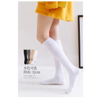 压力瘦腿小腿袜女夏季JK袜子长筒过膝薄款半截中筒袜_白色
