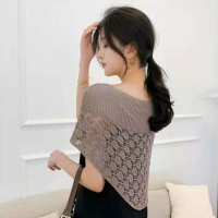 新款冰丝镂空披肩(三天发货)_蜂巢白色