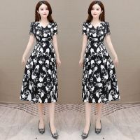 大码连衣裙夏中年妈妈装气质阔太高档洋气减龄宽松潮显瘦遮肉大码_橘色_2XL129-138