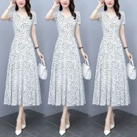 2021夏季新款流行高档白色冰丝碎花连衣裙收腰显瘦遮肚大码长_白色收藏优先发货_XXS发小礼品