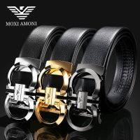 皮带男真皮自动扣皮带牛皮男士腰带韩版百搭新款潮流_黑色H枪扣_115cm