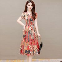 妈妈装中年大码连衣裙气质阔太高档显瘦遮肉胖mm遮肚子连衣裙淑女_2028绿花_XS拍下随机发小礼品