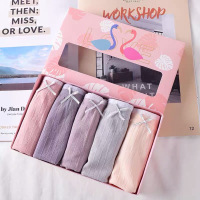 无缝少女蕾丝边中腰短裤套盒装_5条装