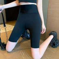 鲨鱼皮打底裤五分裤夏季女外穿瑜伽笔款春秋高腰紧身显瘦中裤骑行_均码80-120斤_黑色