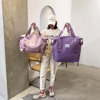 旅行包瑜伽包干湿分女健身包离游泳包手提包行轻便登机包李袋防水_灰色