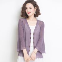 冰丝开衫防晒衣女2021新款夏季薄款配裙子披肩上衣小外套_杏色_2XL