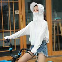 夏季防晒衣帽子袖套3件套三件套遮阳防蚊子衣_86粉色