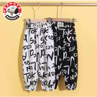 Snoopy/史努比史努比儿童夏季舒适宽松字母印花长裤_字母长裤白色_130