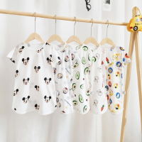 儿童睡裙夏短袖薄款竹纤维宝宝可爱卡通防凉睡袍家居韩版空调服_米奇鼠睡裙_100cm