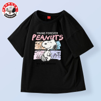 史努比儿童春夏可爱印花休闲短袖T恤_宽松短袖和声努比白色_140