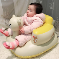 幼婴儿沙发宝宝学坐椅便捷学座餐椅练习坐立凳BB充气靠垫洗澡浴凳_圆形棕色方便洗澡款